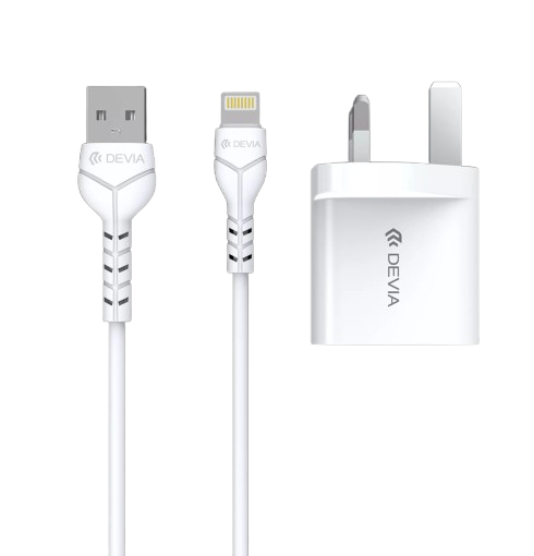 Devia - 2.4A Dual USB Plug & 1m Non-MFI Lightning Cable - White - Image 2