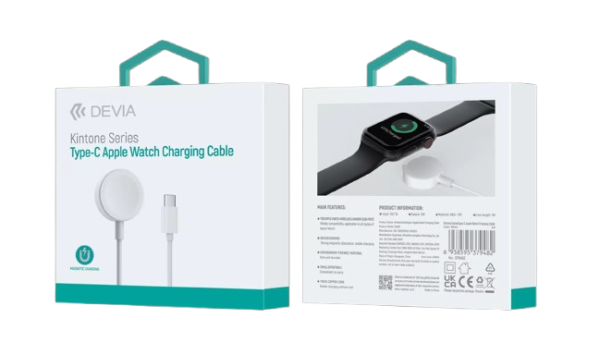 Devia - 1m (1A) USB-C to Magnetic Cable for Apple Watch - White - Image 7