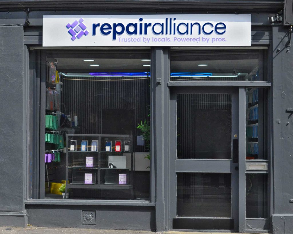 Repair Alliance shop front on a sunny day