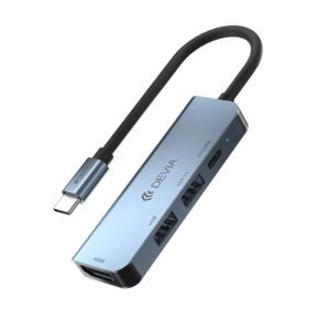 Devia - USB-C 4in1 Hub - PD, HDMI, & USB - Grey
