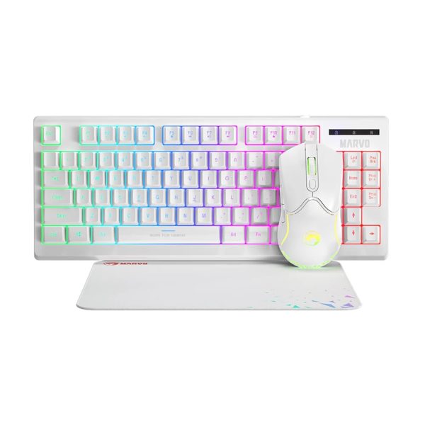 Marvo Scorpion Loot 3s0 - 3 in 1 Gaming Bundle - RGB Wired Keyboard, Mouse and Mat - White - CM310