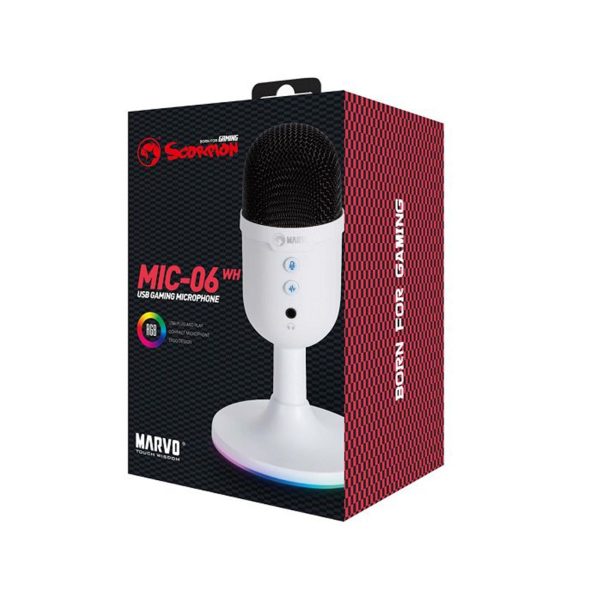 Marvo Scorpion MIC-06 - "Blast 40" USB RGB Noise Cancelling Wired Microphone - White - Image 2