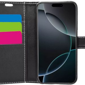Wallet-style black PU leather phone case for iPhone 17 - at Perth Road, Dundee