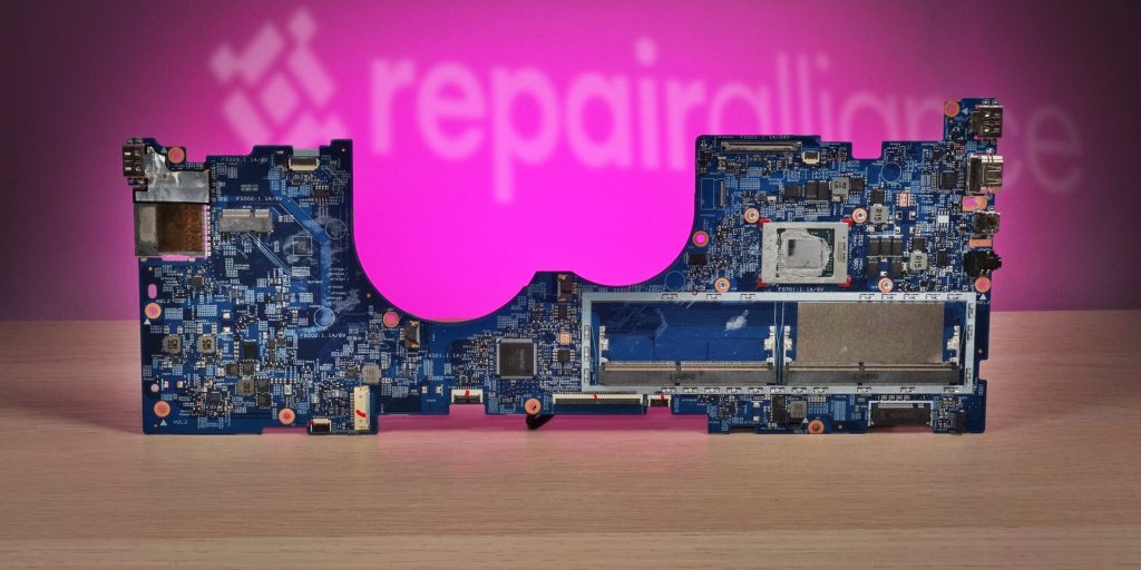 Windows laptop motherboard during repair