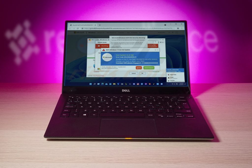 Fake windows update notice generated by malicious web page