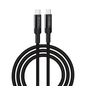 Devia - 1.5m (100W) Mesh Armour Power Delivery - USB-C to USB-C Cable - Black
