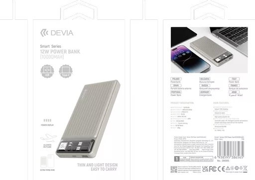 Devia - 10,000mah dual port led indicator mini powerbank - ivory - image 9