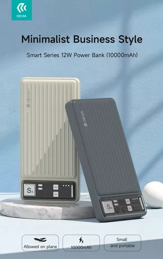 Devia - 10,000mah dual port led indicator mini powerbank - ivory - image 3