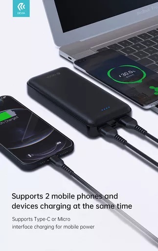 Devia - 20,000mah kintone dual port led indicator powerbank - black - image 3