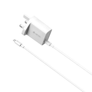 Devia - 20W USB-C Power Delivery 3-Pin UK Charging Plug & 1m PD USB-C to Lightning Cable - White
