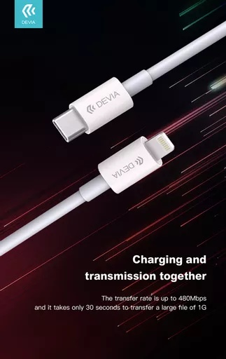 Devia - 20w usb-c power delivery 3-pin uk charging plug & 1m pd usb-c to lightning cable - white - image 8