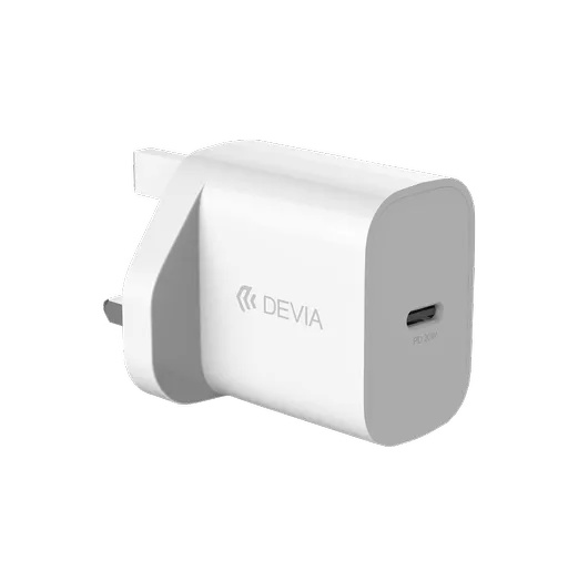 Devia - 20w usb-c power delivery 3-pin uk charging plug - white
