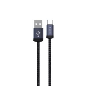 Devia - 2m (2.1A) Mesh Armour USB to USB-C Cable - Black