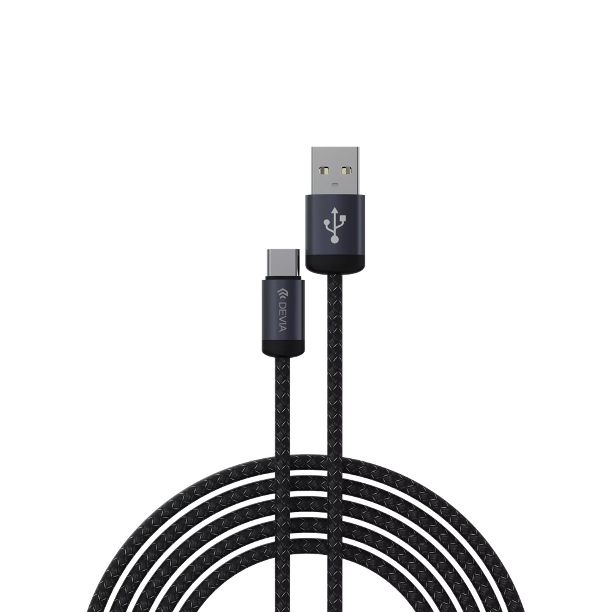 Devia - 2m (2. 1a) mesh armour usb to usb-c cable - black - image 2