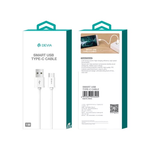 Devia - 2m (2. 1a) usb to usb-c cable - white - image 5