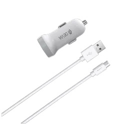 Devia - 3.1A Dual USB Port Car Adapter & 1m MicroUSB Cable - White