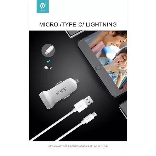 Devia - 3. 1a dual usb port car adapter - white - image 9