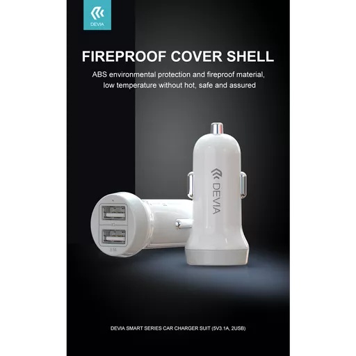 Devia - 3. 1a dual usb port car adapter - white - image 12