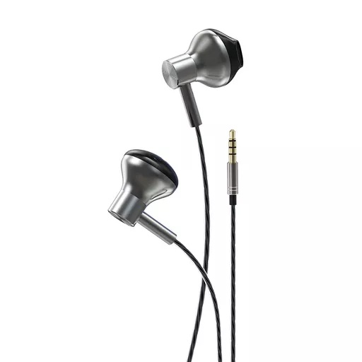 Devia - 3. 5mm metal earphones with microphone & volume control - black
