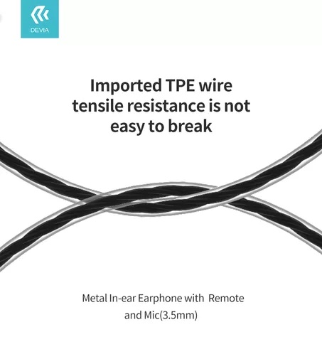 Devia - 3. 5mm metal earphones with microphone & volume control - black - image 2