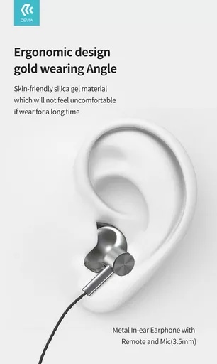 Devia - 3. 5mm metal earphones with microphone & volume control - black - image 3