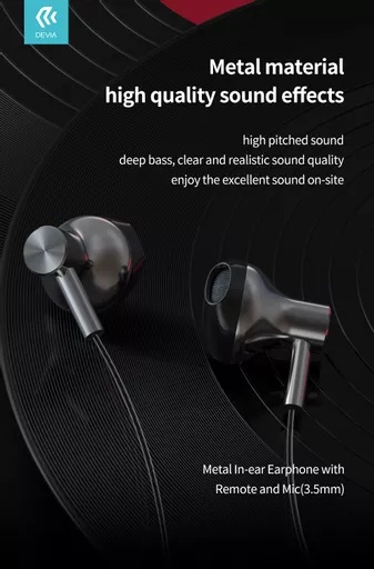 Devia - 3. 5mm metal earphones with microphone & volume control - black - image 7