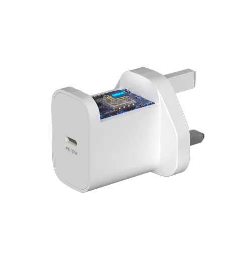 Devia - 30w gan usb-c power delivery 3-pin uk charging plug - white - image 2