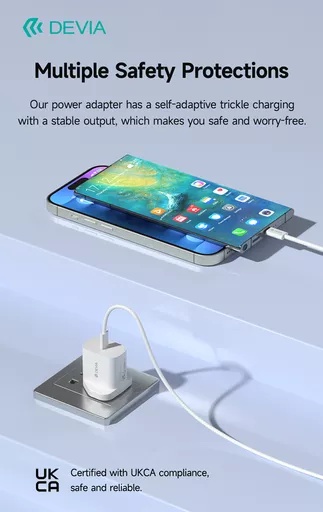 Devia - 30w gan usb-c power delivery 3-pin uk charging plug - white - image 6