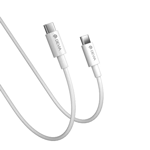 Devia - 45w gan dual usb-c 3-pin uk charging plug & 1. 5m usb-c to usb-c cable - white - image 8