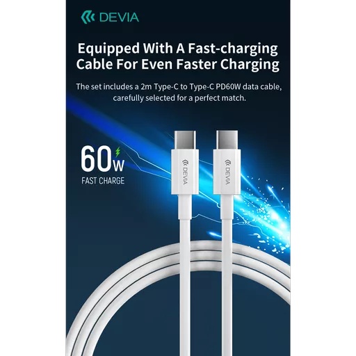 Devia - 65w gan usb-c pd & qc4. 0 3-pin uk mini charging plug & 1. 5m 100w usb-c to usb-c cable - white - image 10