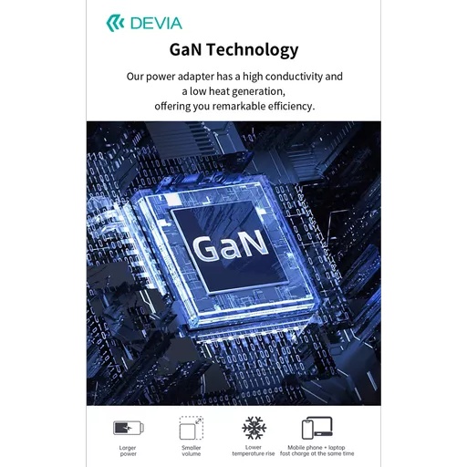 Devia - 65w gan usb-c pd & qc4. 0 3-pin uk mini charging plug & 1. 5m 100w usb-c to usb-c cable - white - image 12