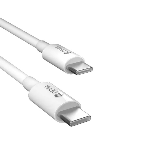 Devia - 65w gan usb-c pd & qc4. 0 3-pin uk mini charging plug & 1. 5m 100w usb-c to usb-c cable - white - image 2