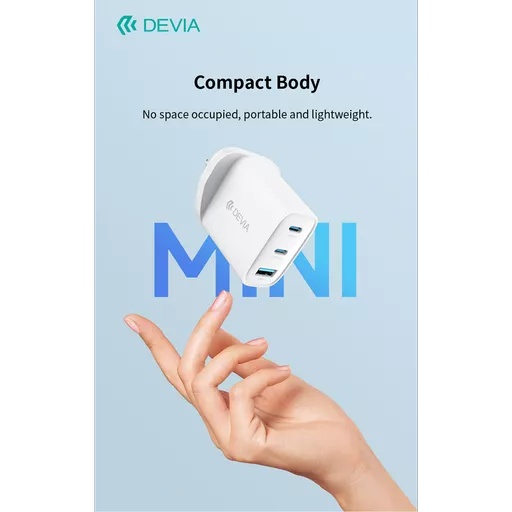 Devia - 65w gan usb-c pd & qc4. 0 3-pin uk mini charging plug & 1. 5m 100w usb-c to usb-c cable - white - image 8