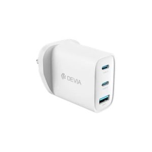 Devia - 65W GaN USB-C PD & QC4.0 3-Pin UK Mini Charging Plug - White