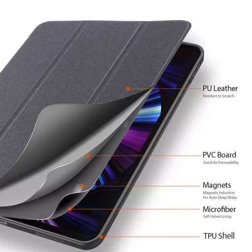 Dux ducis - domo tablet case for ipad pro 12. 9 (2020/2021/2022) - black - image 6