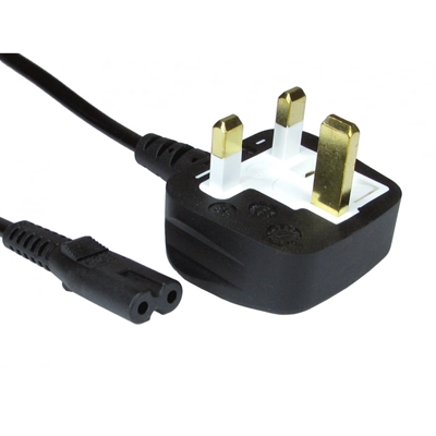 "figure 8" mains power cable - mains to c8 connector (for c7 socket) - 2 metres