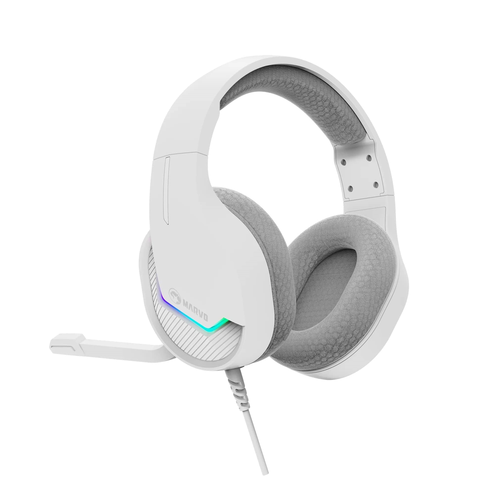 Marvo scorpion h8618 tactic 40 usb 2. 0 wired gaming rgb headset (white) - image 5