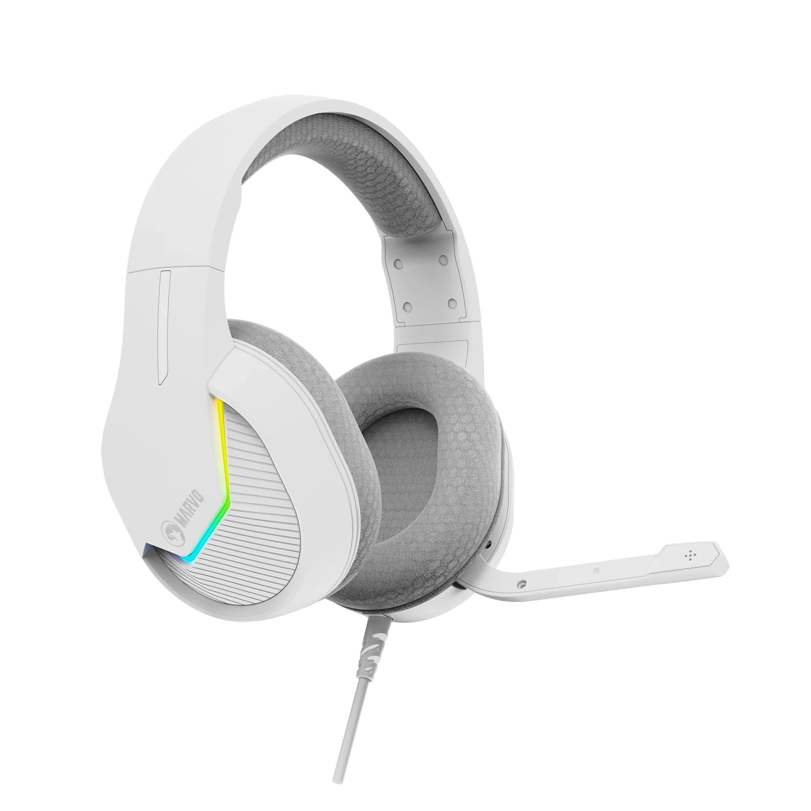 Marvo scorpion h8618 tactic 40 usb 2. 0 wired gaming rgb headset (white) - image 2