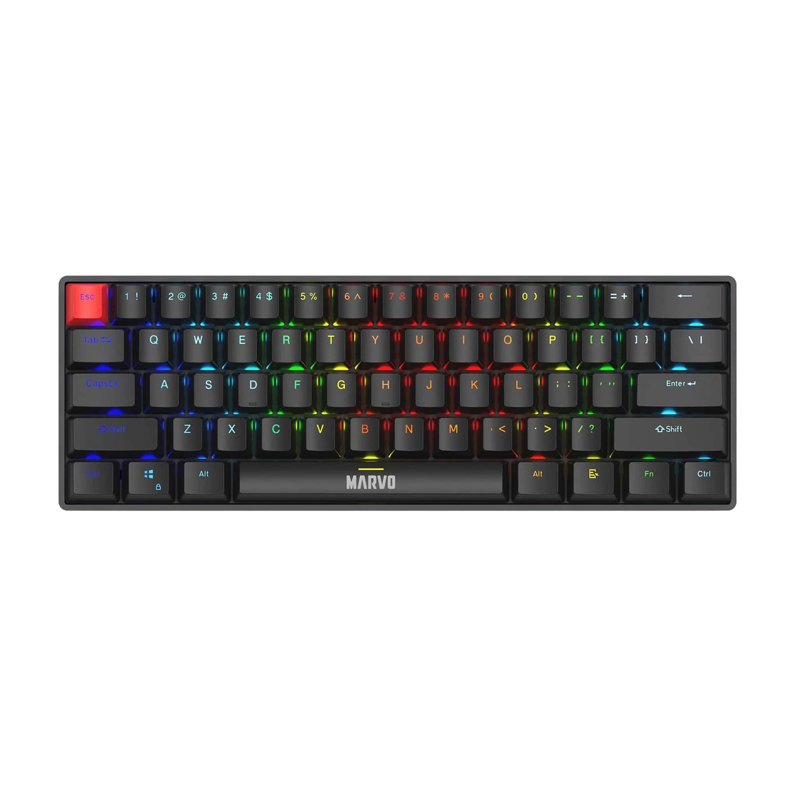 Marvo scorpion kg933g saber 61 wired mechanical rgb 60% uk layout gaming keyboard - black