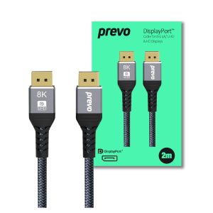 Prevo DisplayPort to DisplayPort Cable - v 1.4 - 2 metres / 2m