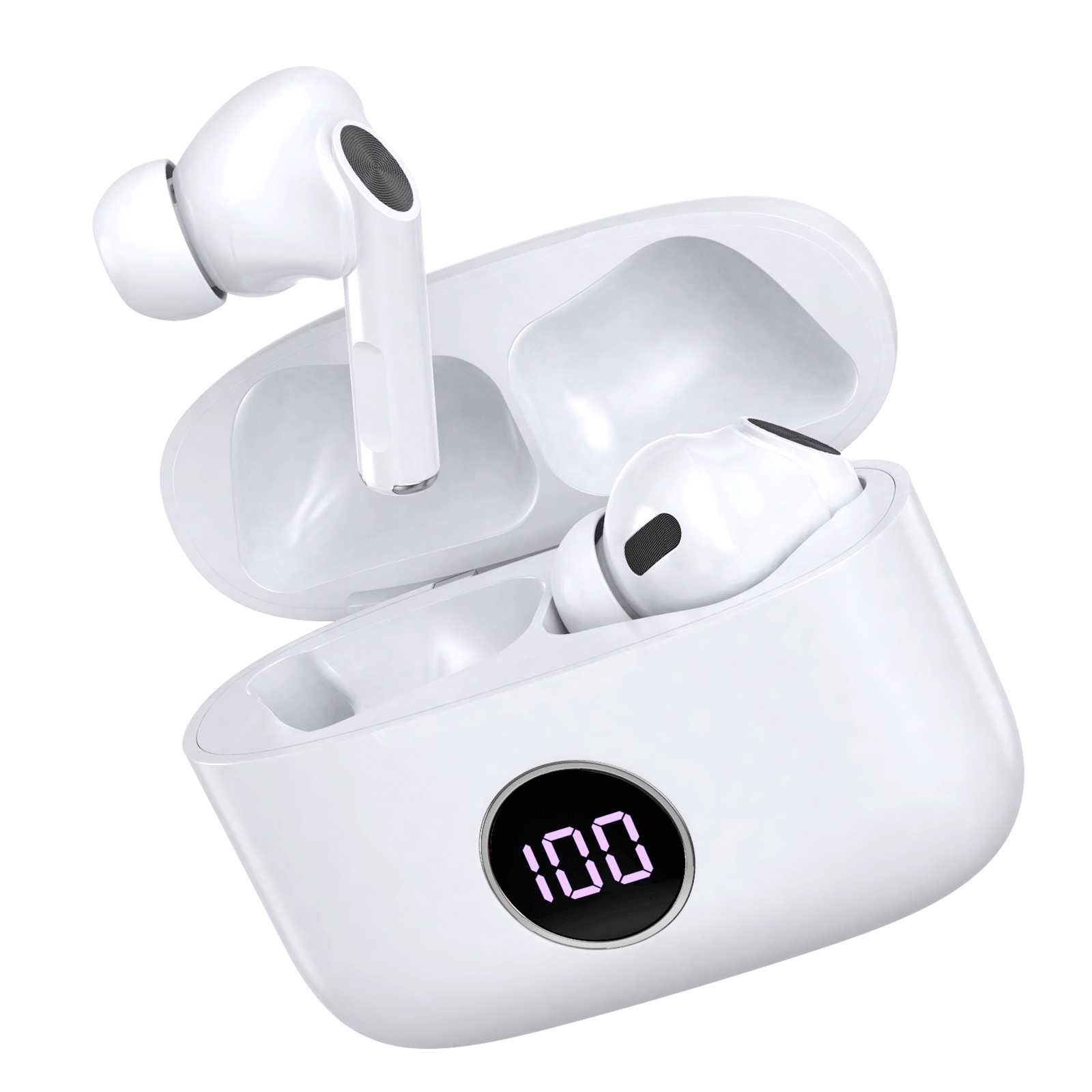 Prevo m10 active noise cancelling earbuds with digital led wireless charging case -- bluetooth 5. 3 - image 4