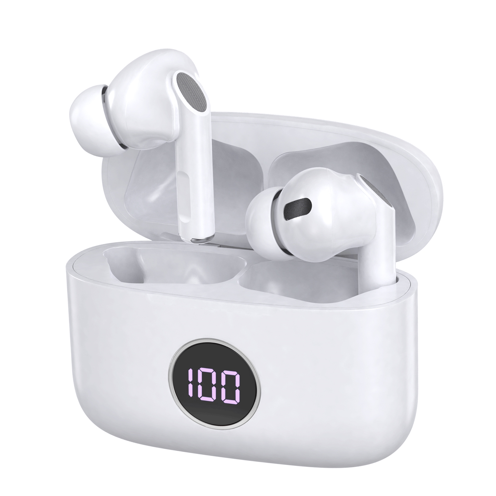 Prevo m10 active noise cancelling earbuds with digital led wireless charging case -- bluetooth 5. 3 - image 2