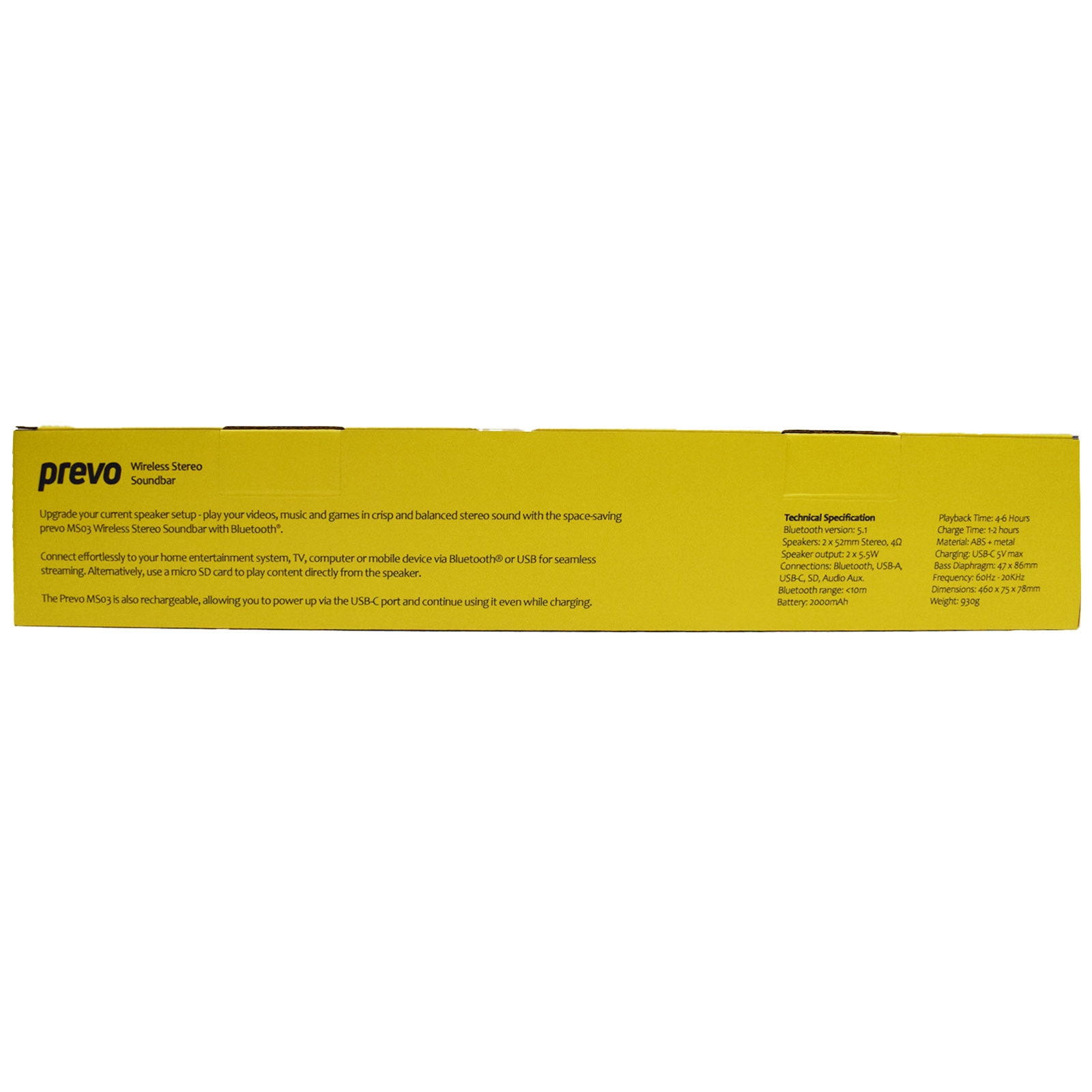 Prevo ms03 wireless stereo soundbar - with bluetooth, usb, sd - image 2