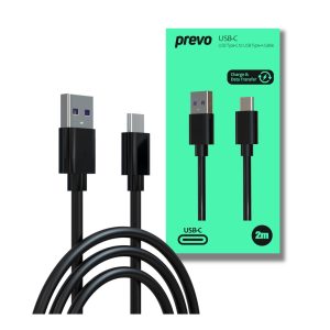 Prevo USB Data Cable - USB 2 Type A (M) to Type-C (M) - 2m