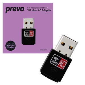 Prevo Wave-USBW5 USB Wireless Adaptor Dongle - 802.11 AC / Wi-Fi 5 - 600 Mbps