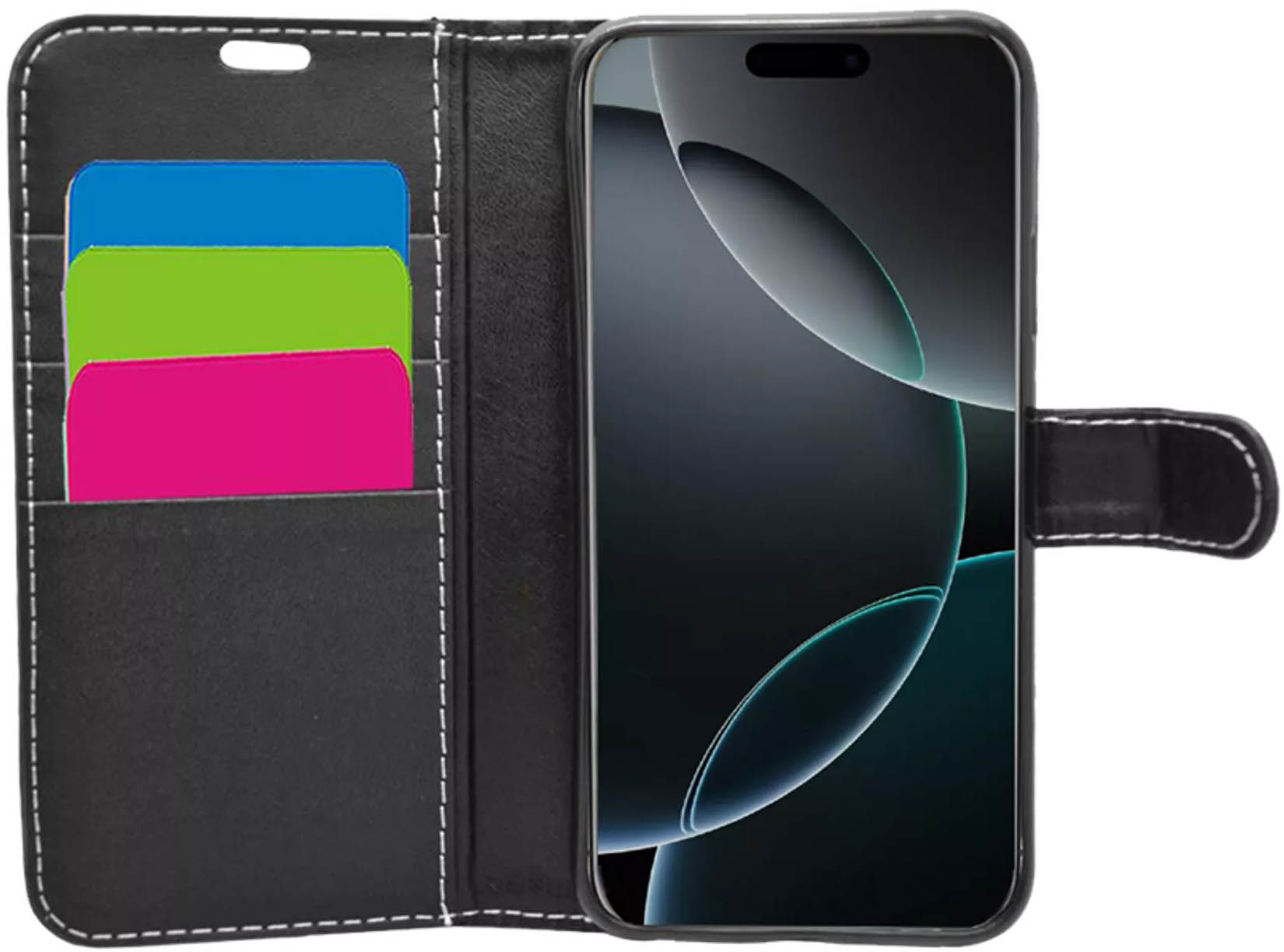 Wallet-style black pu leather phone case for iphone 17 - at perth road, dundee