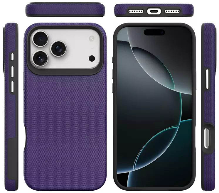 Progrip purple phone case for iphone 17 pro max - all sides