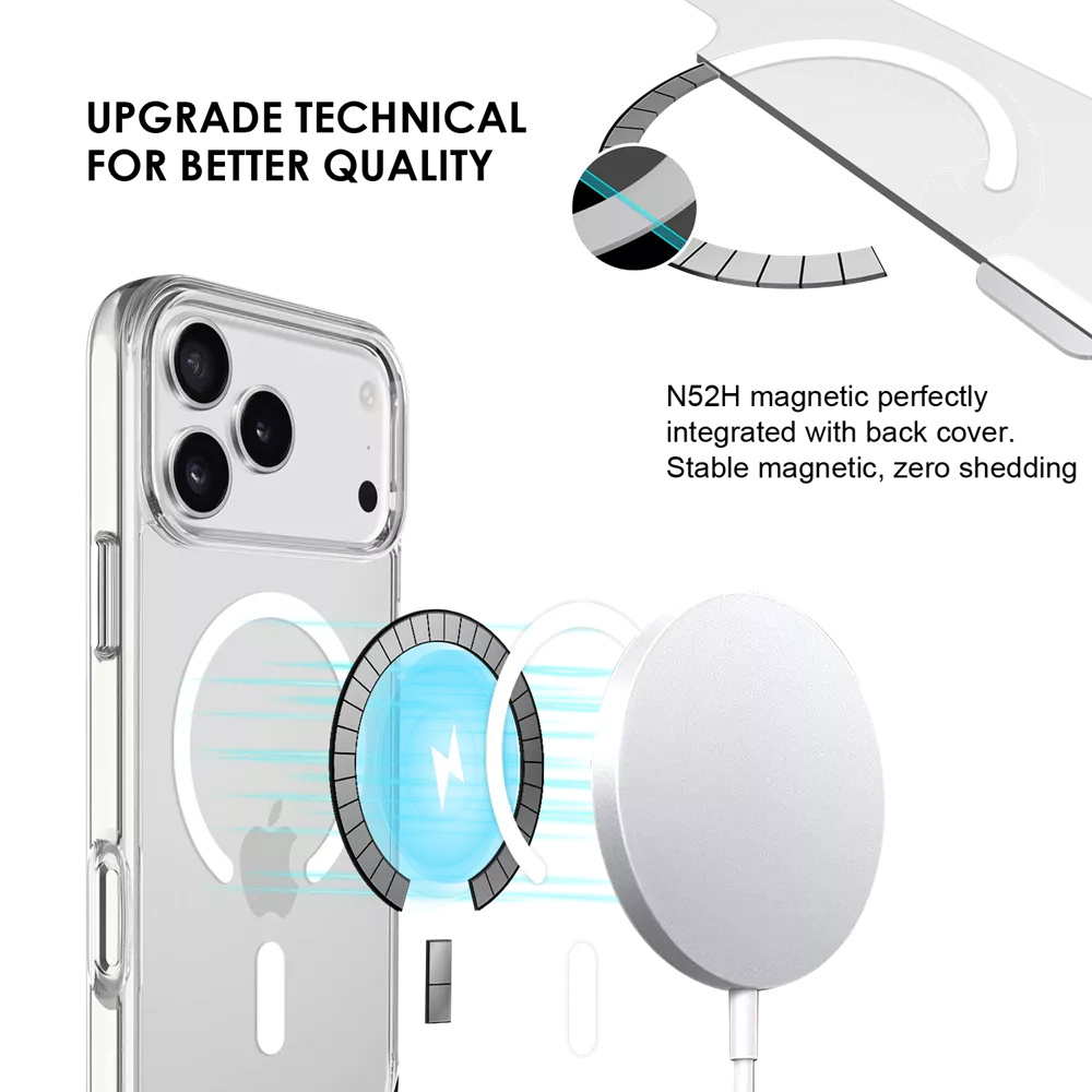 Promag magsafe clear charging phone case for iphone 17 pro max - quality magnets