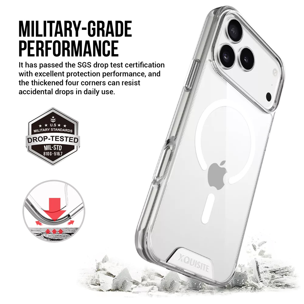 Promag magsafe clear charging phone case for iphone 17 pro max - military-grade performance
