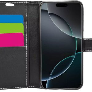 Wallet-style black PU leather phone case for iPhone 17 Pro - at Repair Alliance, Perth Road, Dundee